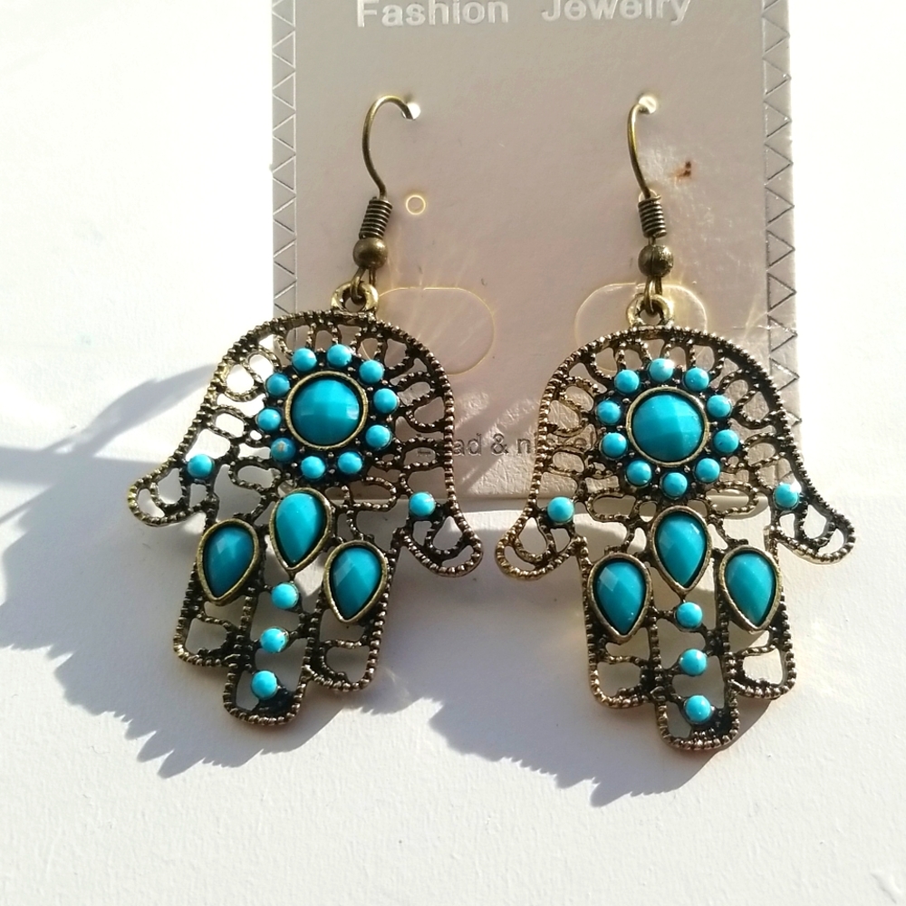 3 for $15  Hamsa Hand Dangle Earrings